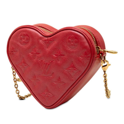 Louis Vuitton Monogram Heart on Chain Crossbody Shoulder Bag Red Leather — view 2