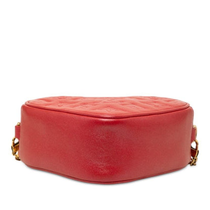 Louis Vuitton Monogram Heart on Chain Crossbody Shoulder Bag Red Leather — view 3