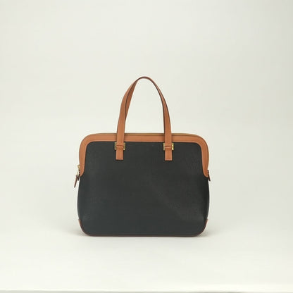 Hermes Escapada Tote Fjord Box Calf Noir Natural Black Brown Gold Handbag