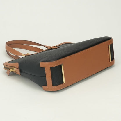 Hermes Escapada Tote Fjord Box Calf Noir Natural Black Brown Gold Handbag — view 5