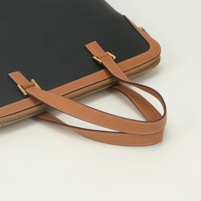 Hermes Escapada Tote Fjord Box Calf Noir Natural Black Brown Gold Handbag — view 4