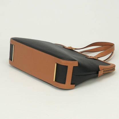 Hermes Escapada Tote Fjord Box Calf Noir Natural Black Brown Gold Handbag — view 6