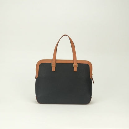 Hermes Escapada Tote Fjord Box Calf Noir Natural Black Brown Gold Handbag — view 3