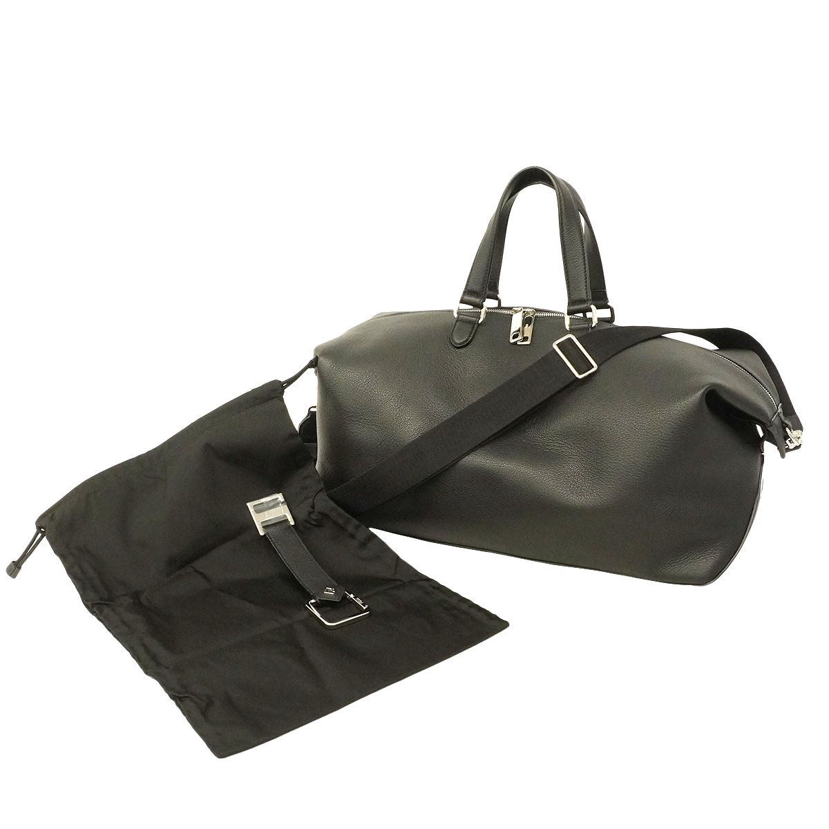 Fendi Boston Bag Louis 45 Duffle Leather Black Silver