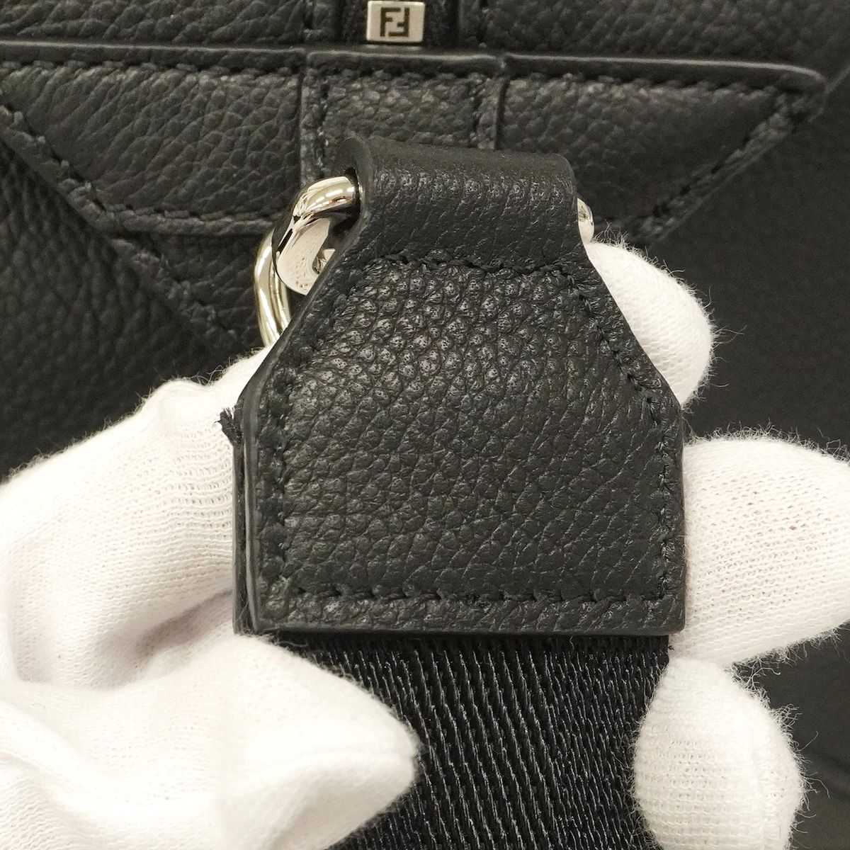 Fendi Boston Bag Louis 45 Duffle Leather Black Silver — view 7