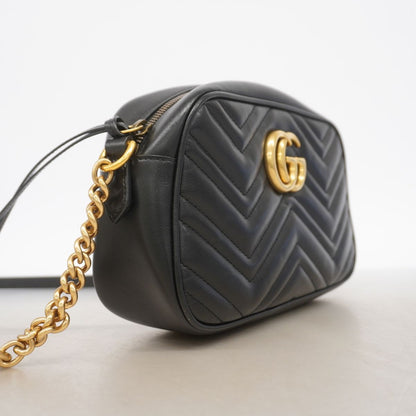 Gucci Shoulder Bag GG Marmont Leather Black Gold — view 2