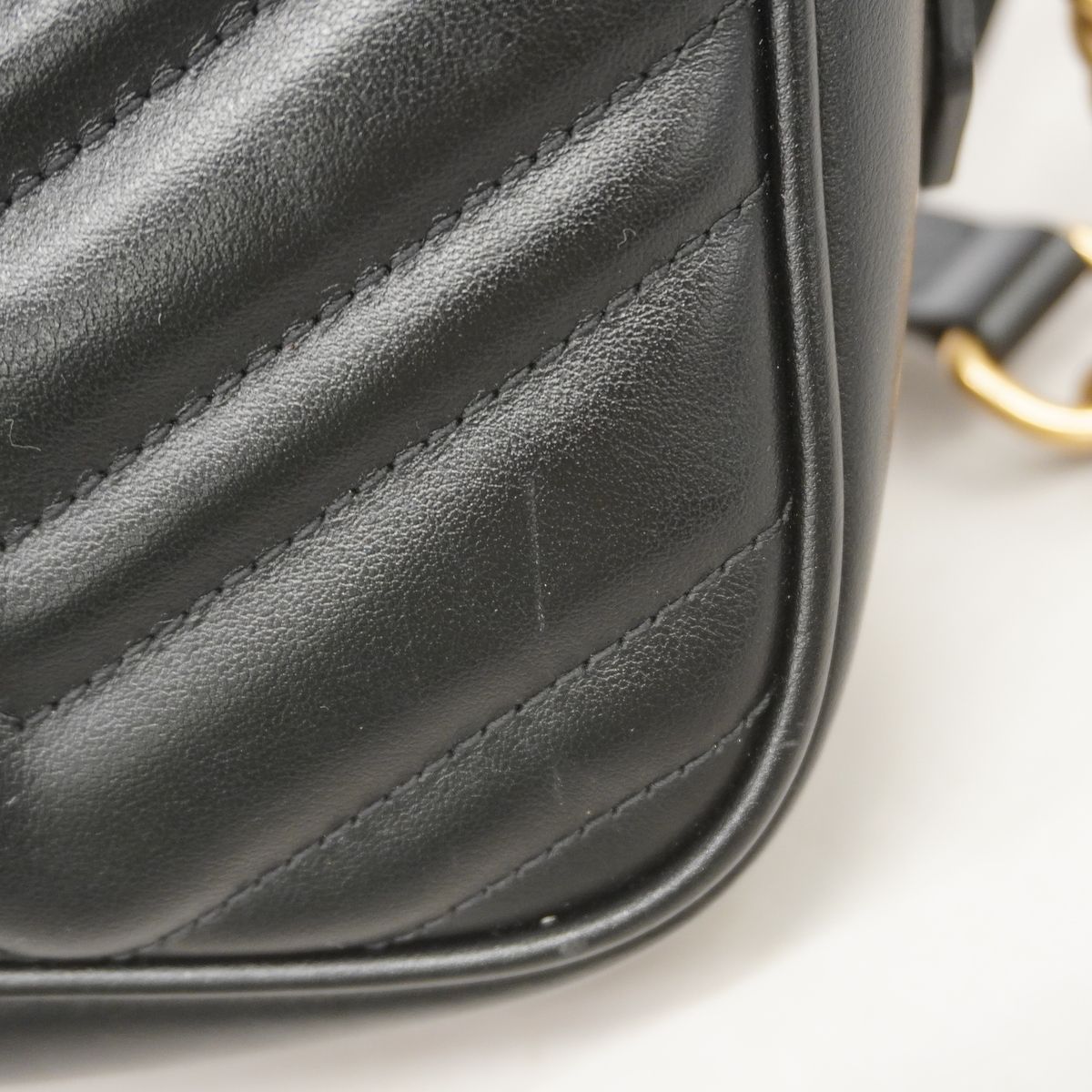 Gucci Shoulder Bag GG Marmont Leather Black Gold — view 6