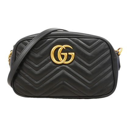 Gucci Shoulder Bag GG Marmont Leather Black Gold