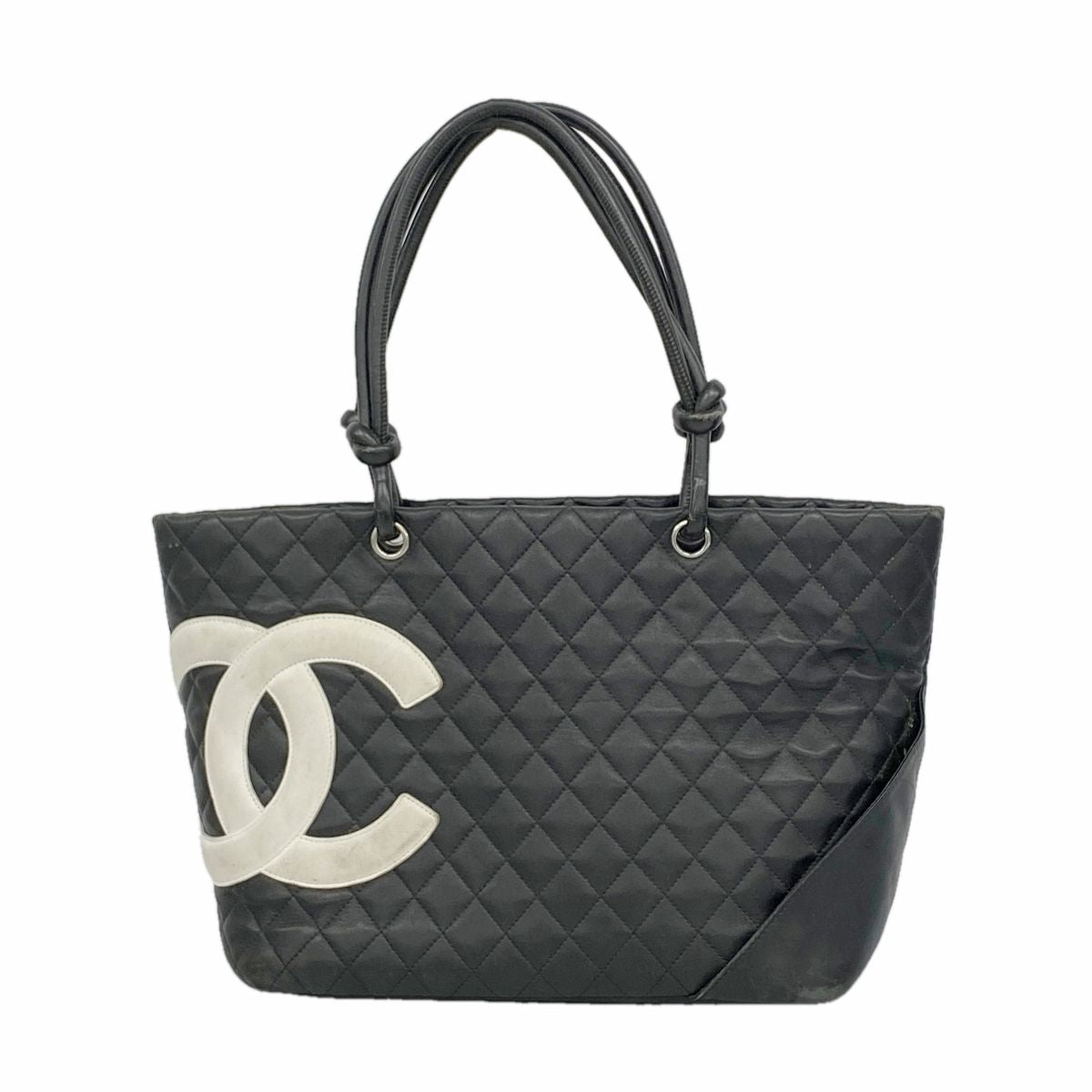 Chanel Tote Bag Cambon Lambskin Black Silver