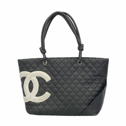Chanel Tote Bag Cambon Lambskin Black Silver