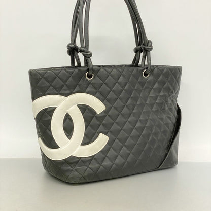Chanel Tote Bag Cambon Lambskin Black Silver — view 2