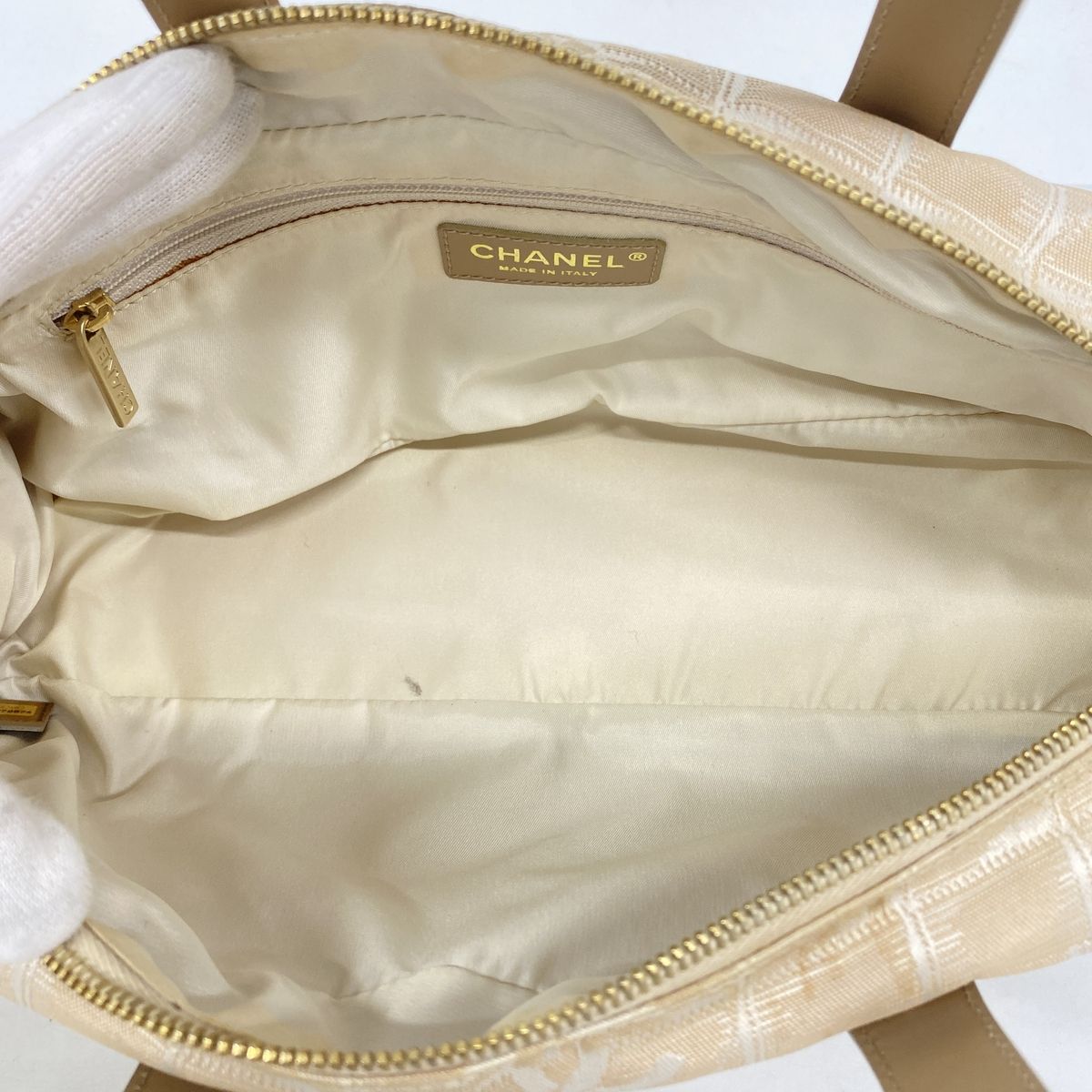 Chanel Handbag New Travel Nylon Beige Champagne Gold — view 4
