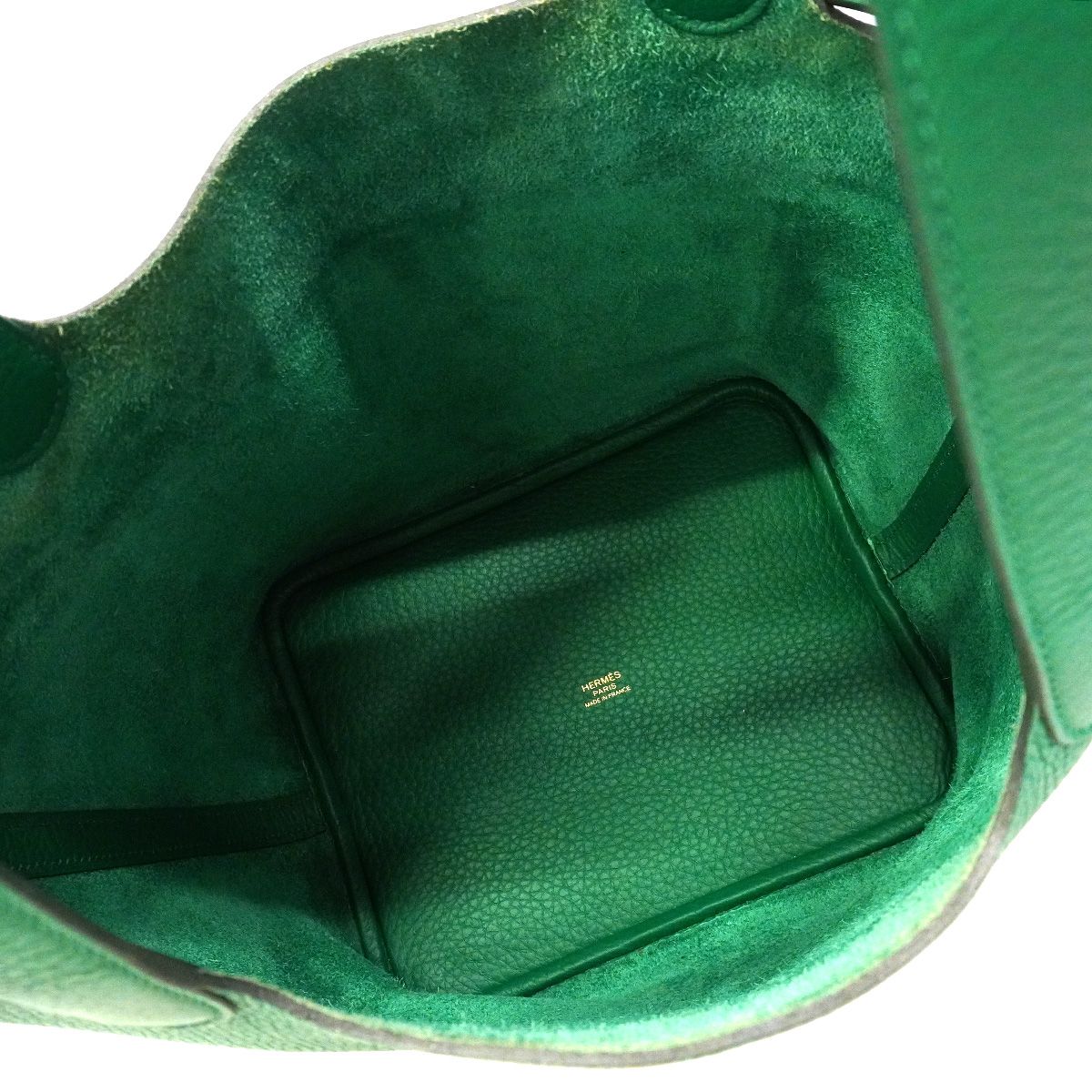 Hermes Handbag Picotin Lock MM Taurillon Clemence Mint Gold — view 4