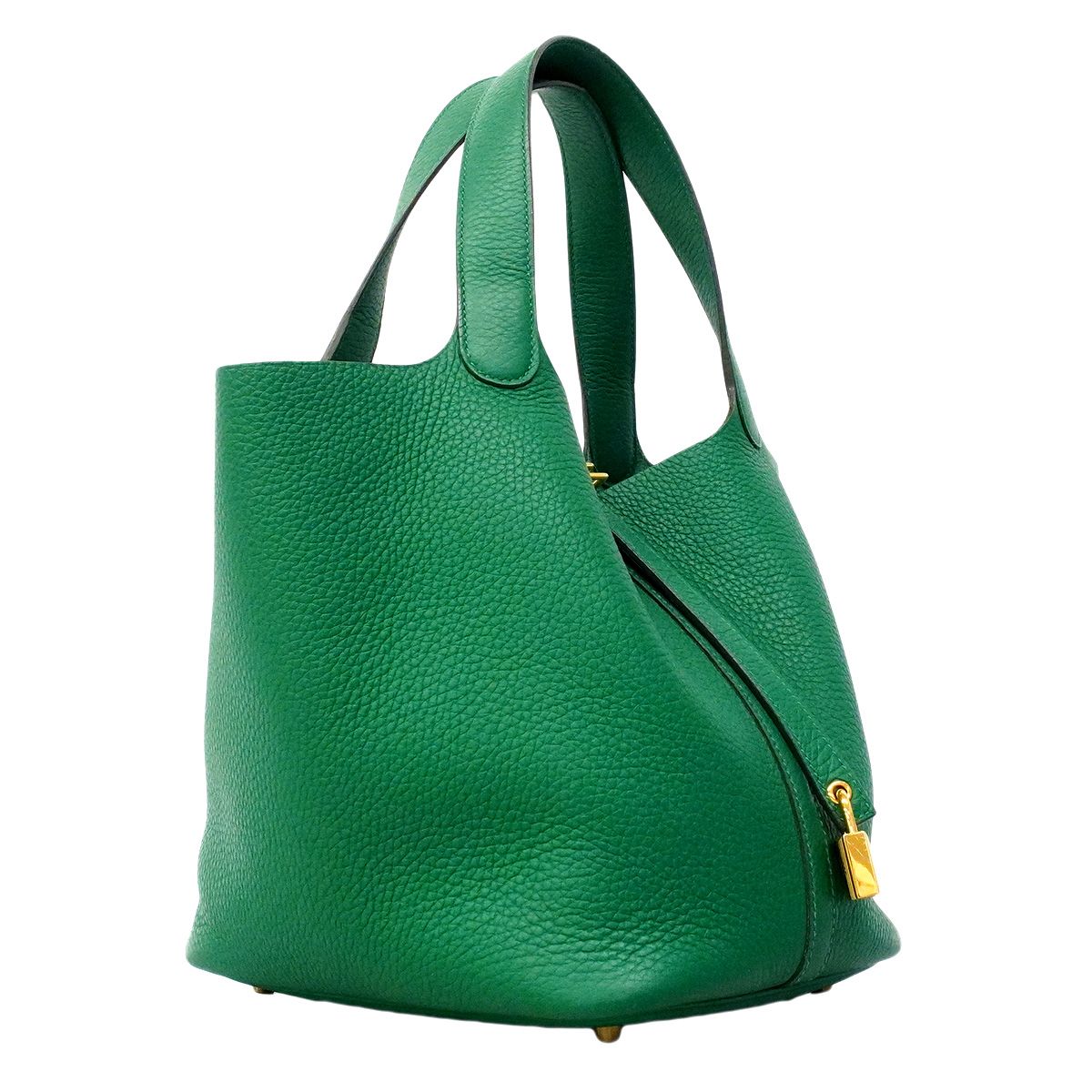 Hermes Handbag Picotin Lock MM Taurillon Clemence Mint Gold — view 2