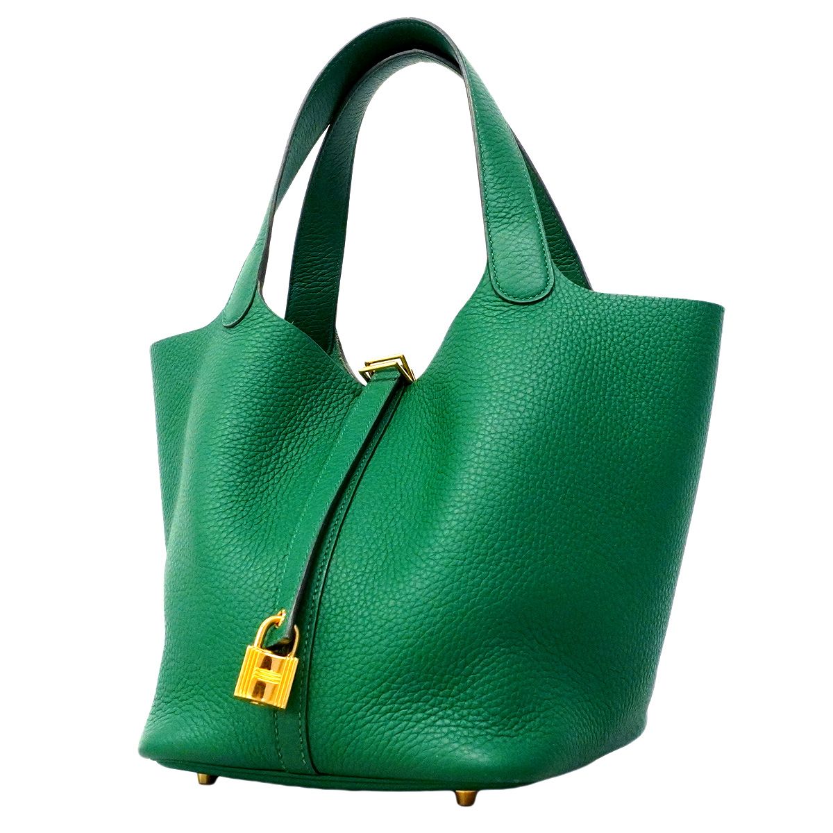 Hermes Handbag Picotin Lock MM Taurillon Clemence Mint Gold