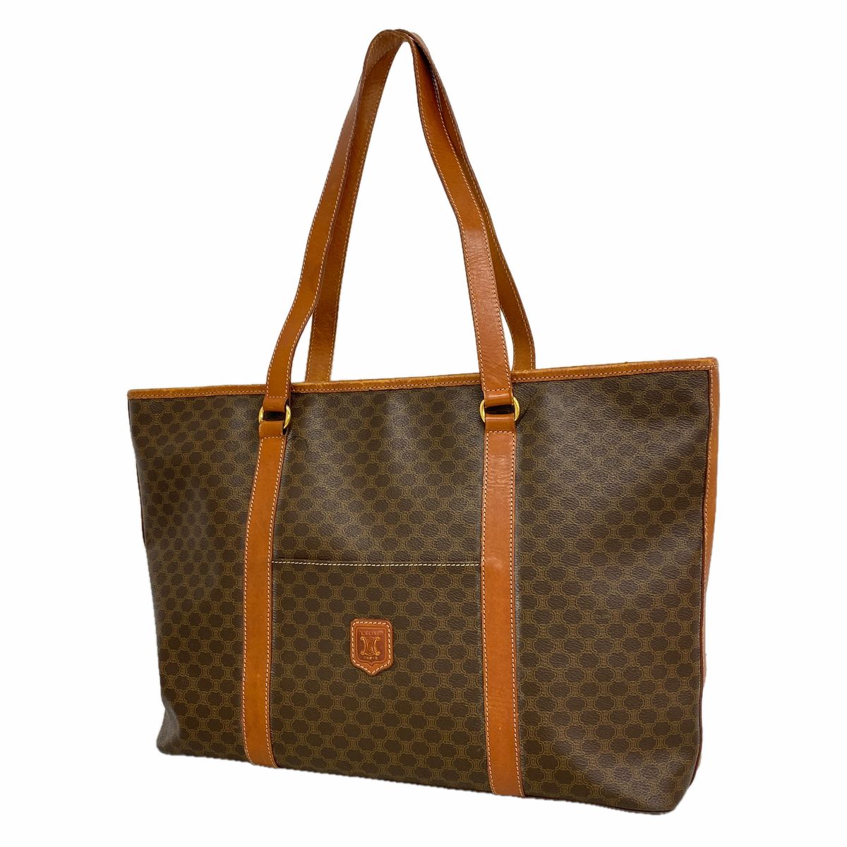 Celine Tote Bag Macadam Brown Gold