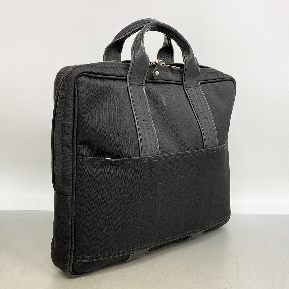Hermes Business Bag Acapulco Odinatour Toile Chevron Black Silver 2-Way Back — view 2