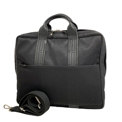 Hermes Business Bag Acapulco Odinatour Toile Chevron Black Silver 2-Way Back