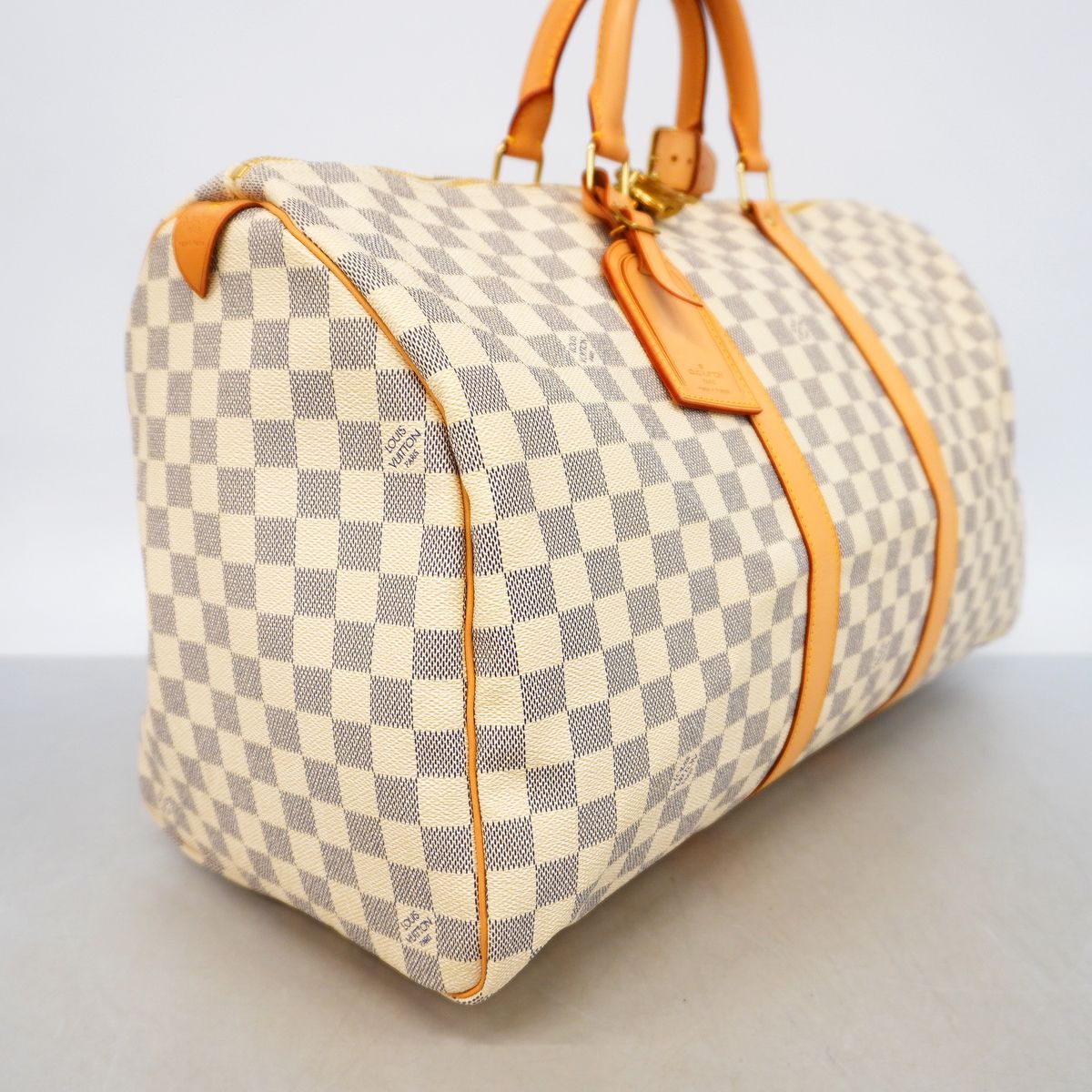 Louis Vuitton Boston Bag Damier Azur Keepall 50 White — view 2