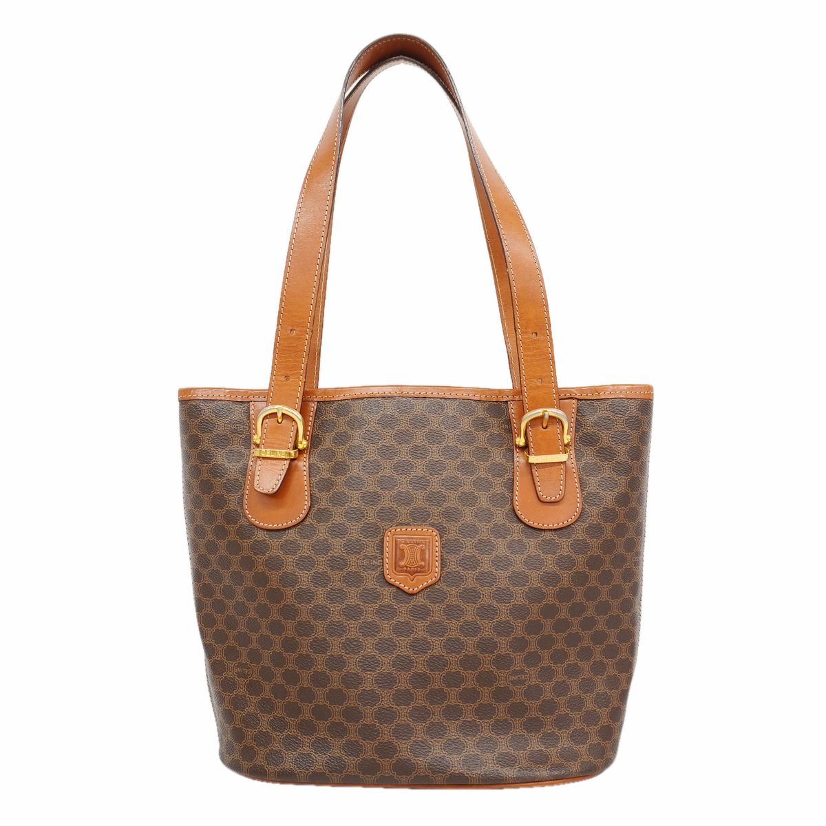 Celine Tote Bag Macadam Brown Gold