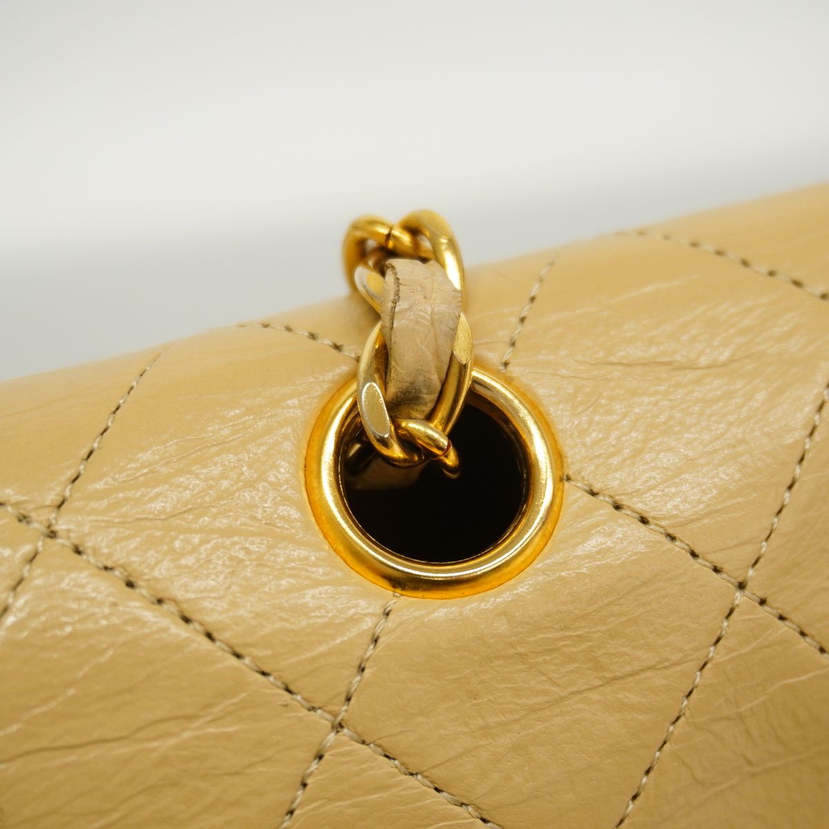 Chanel Shoulder Bag Quilted Lambskin Beige Gold — view 7