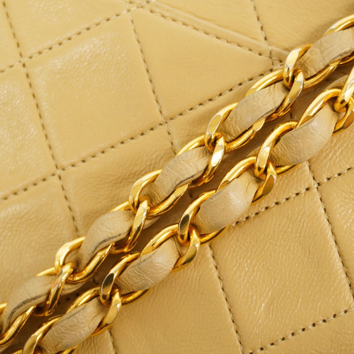 Chanel Shoulder Bag Quilted Lambskin Beige Gold — view 8