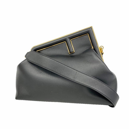 Fendi Shoulder Bag First Leather Black Gold