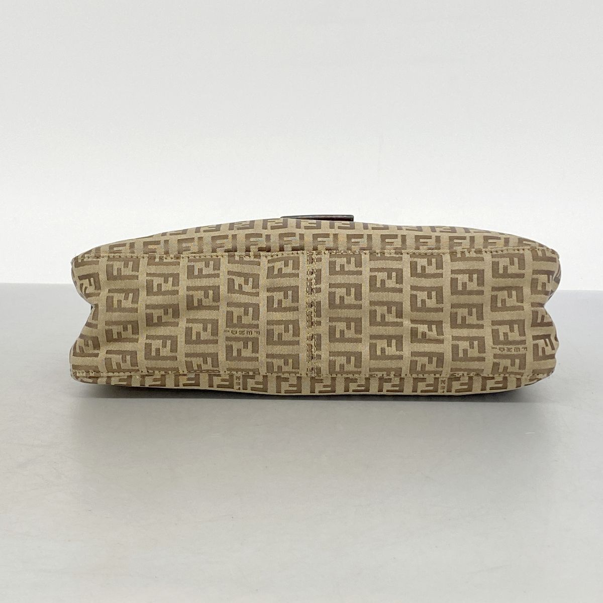 Fendi Shoulder Bag Zucchino Nylon Canvas Brown Silver — view 3