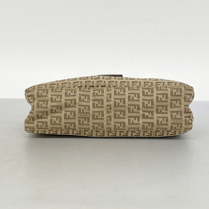Fendi Shoulder Bag Zucchino Nylon Canvas Brown Silver — view 3