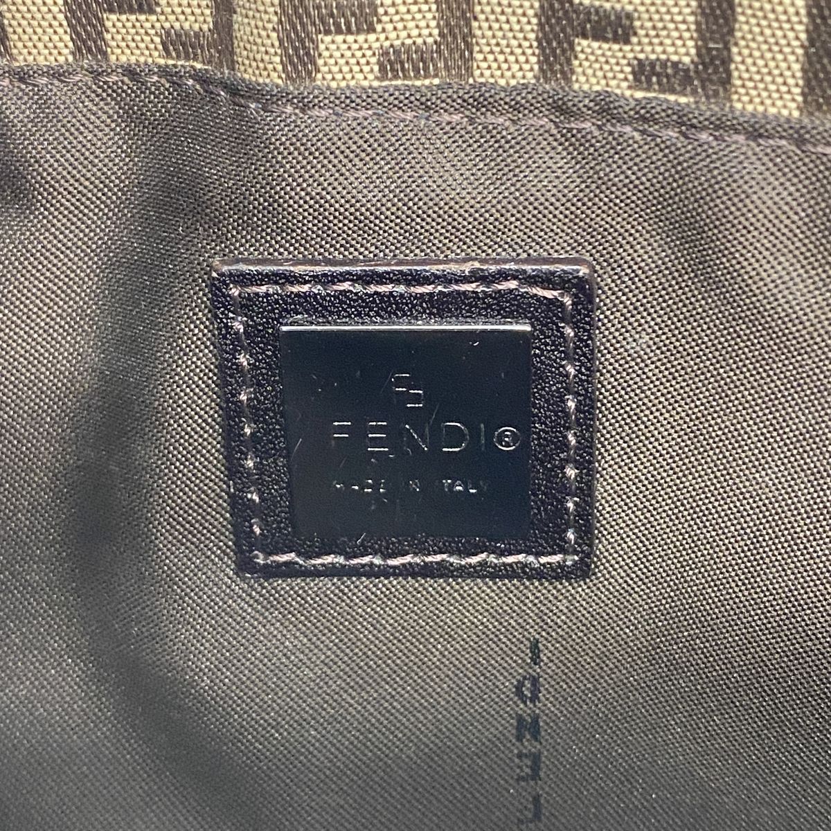 Fendi Shoulder Bag Zucchino Nylon Canvas Brown Silver — view 5
