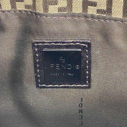 Fendi Shoulder Bag Zucchino Nylon Canvas Brown Silver — view 5