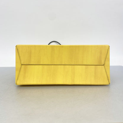 Fendi Tote Bag Shopping Leather Yellow Gold — view 3