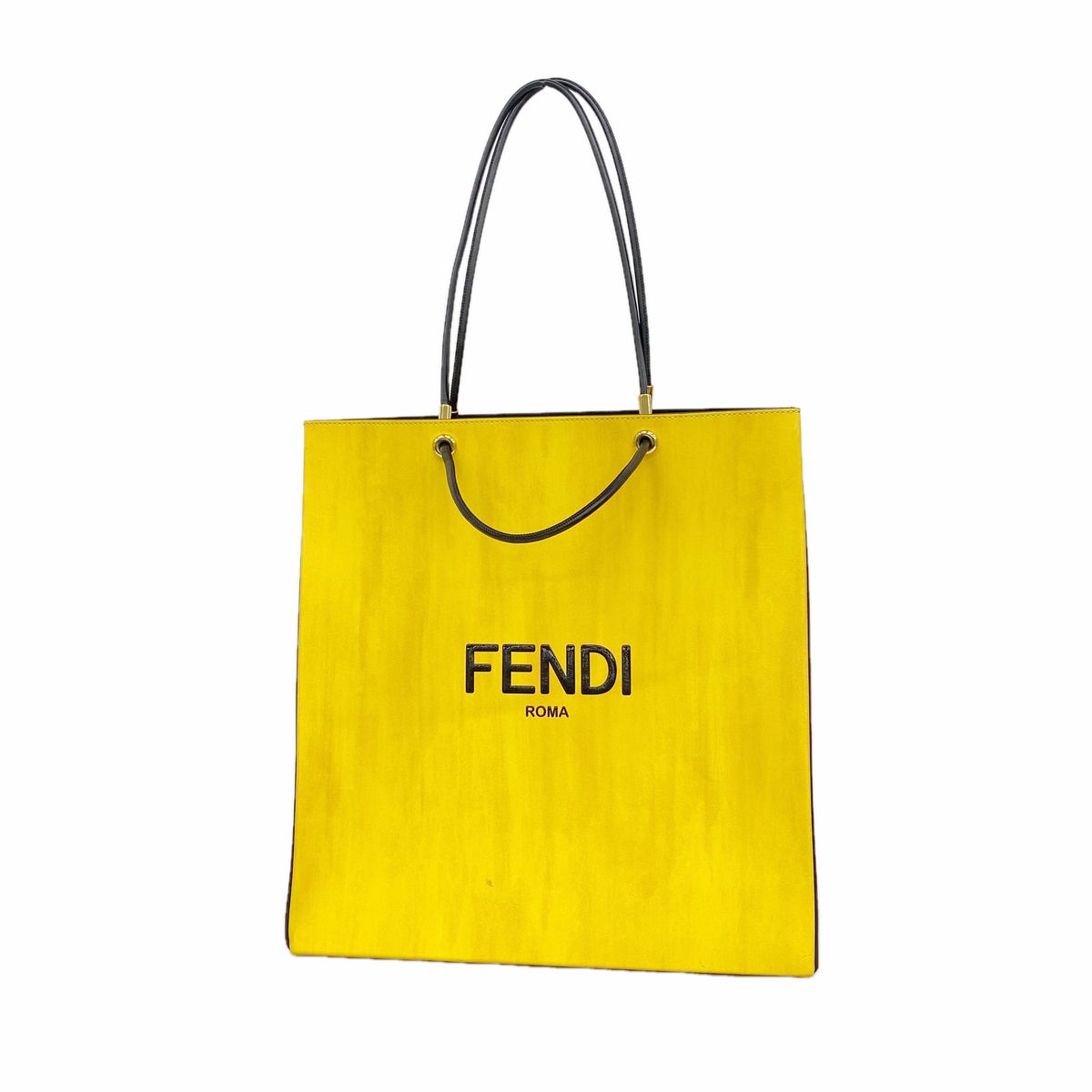 Fendi Tote Bag Shopping Leather Yellow Gold
