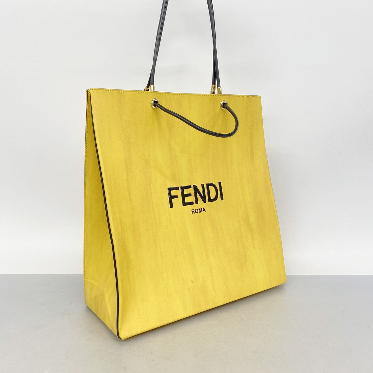 Fendi Tote Bag Shopping Leather Yellow Gold — view 2