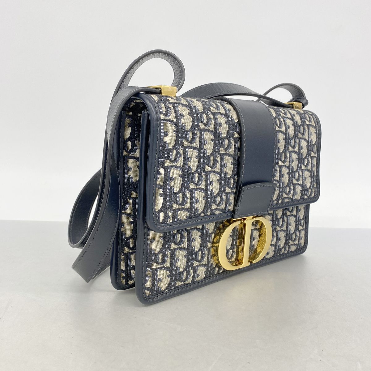 Dior Shoulder Bag Oblique Canvas Navy Gold — view 2