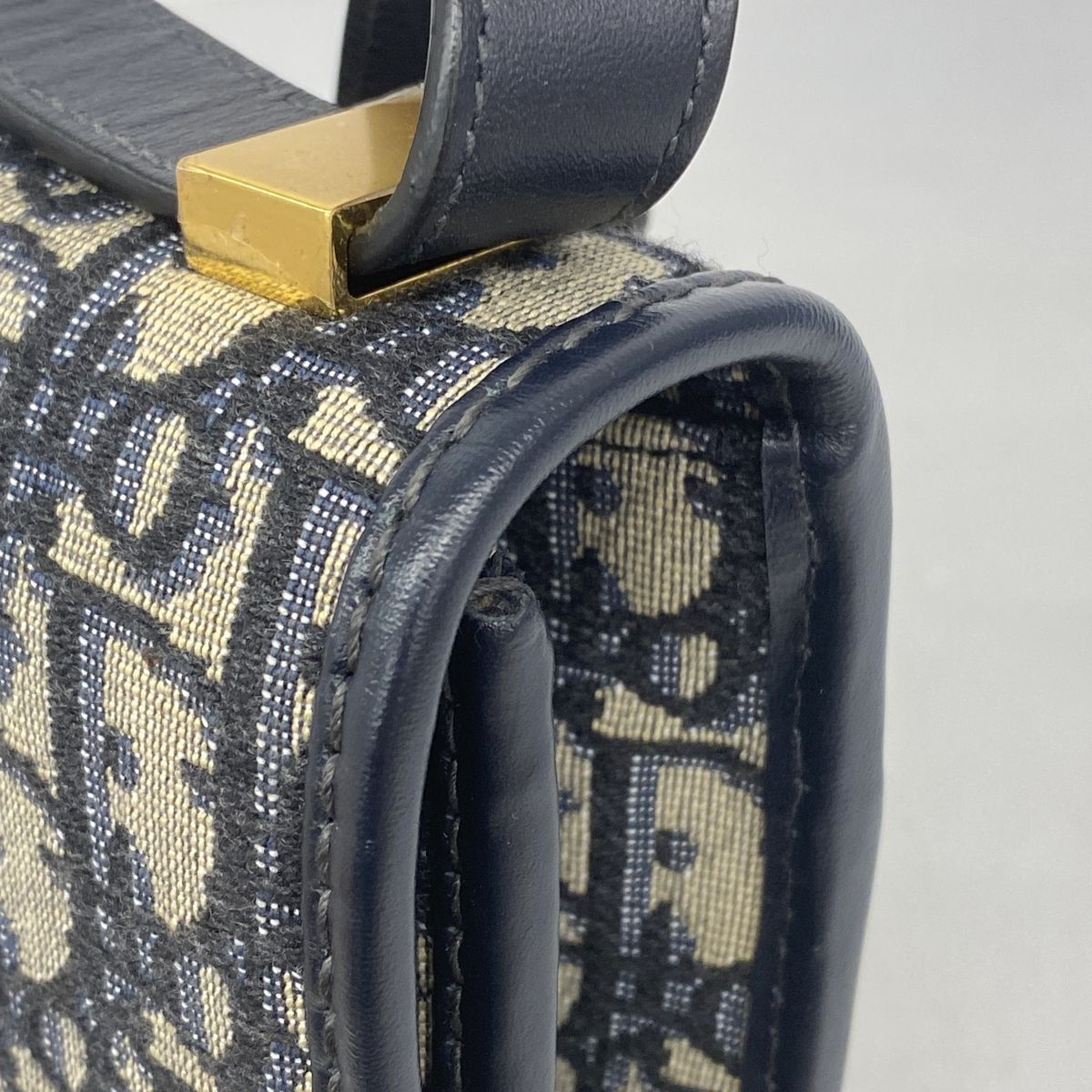 Dior Shoulder Bag Oblique Canvas Navy Gold — view 7