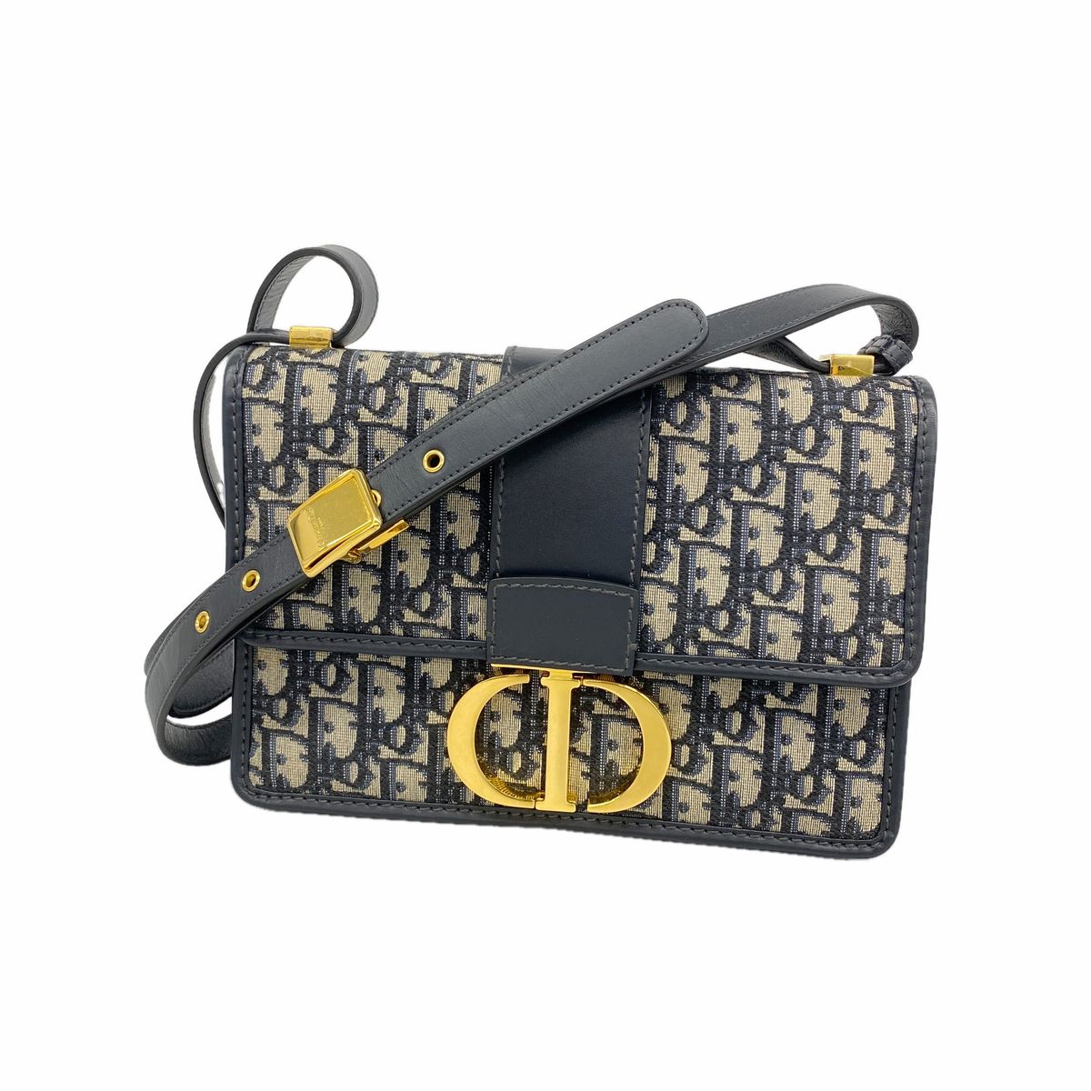 Dior Shoulder Bag Oblique Canvas Navy Gold