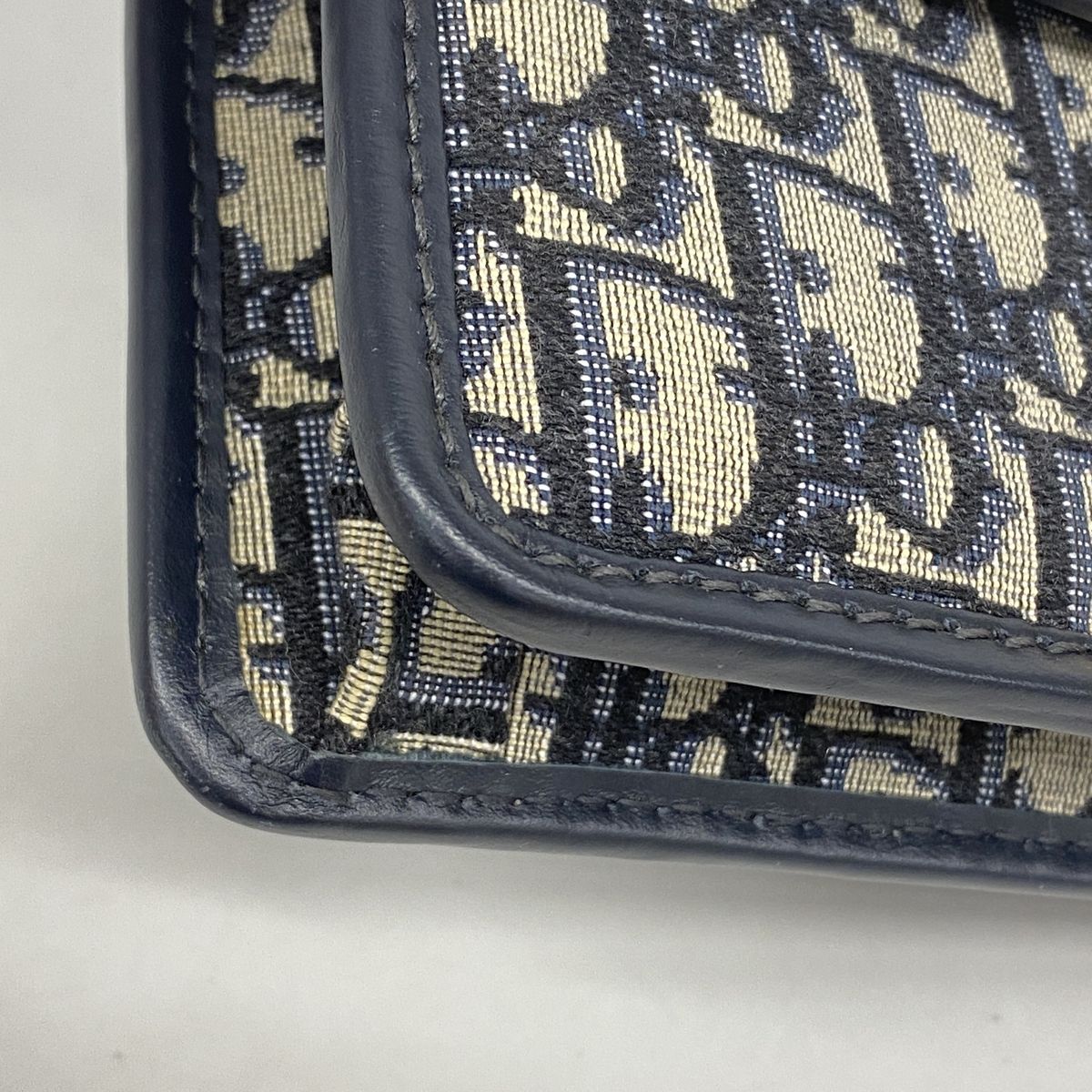 Dior Shoulder Bag Oblique Canvas Navy Gold — view 6