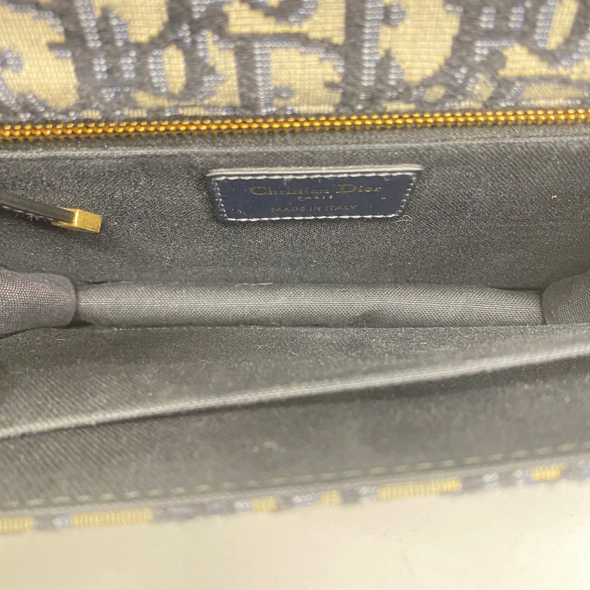 Dior Shoulder Bag Oblique Canvas Navy Gold — view 4