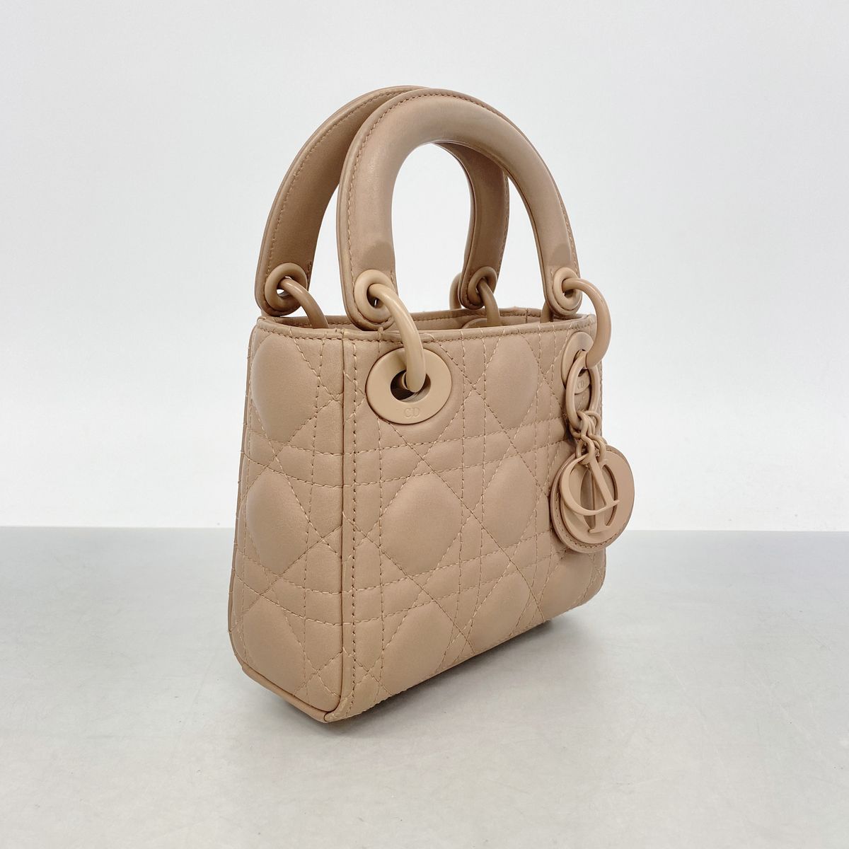 Dior Handbag Cannage Lady Dior Leather Pink Brown 2-Way Bag — view 2