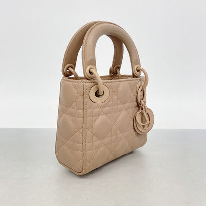 Dior Handbag Cannage Lady Dior Leather Pink Brown 2-Way Bag — view 2