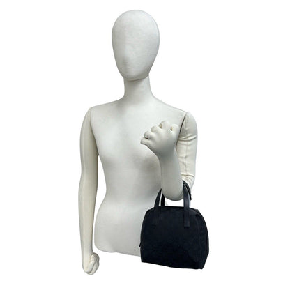 Gucci GG Logo Pattern Canvas Leather Mini Tote Boston Bag Black — view 2
