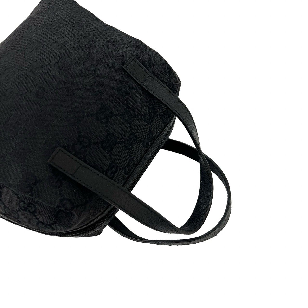 Gucci GG Logo Pattern Canvas Leather Mini Tote Boston Bag Black — view 4