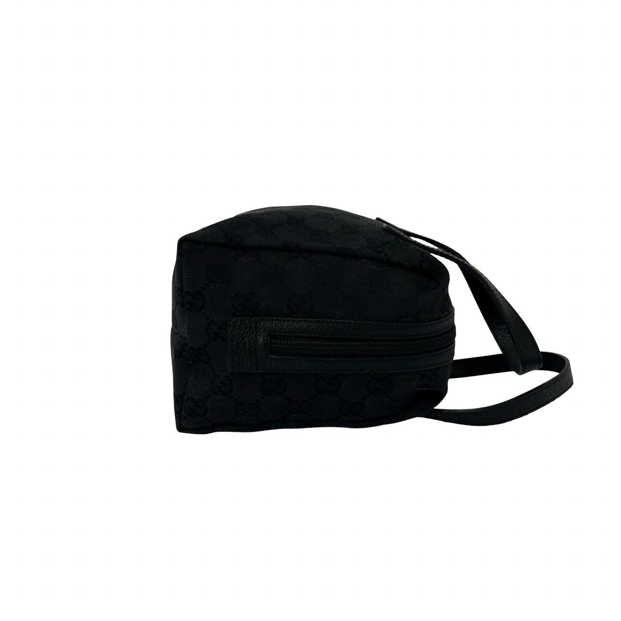 Gucci GG Logo Pattern Canvas Leather Mini Tote Boston Bag Black — view 6