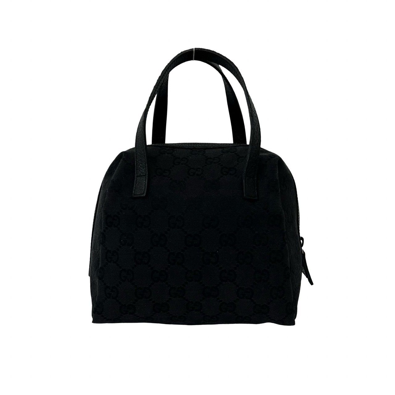 Gucci GG Logo Pattern Canvas Leather Mini Tote Boston Bag Black — view 3