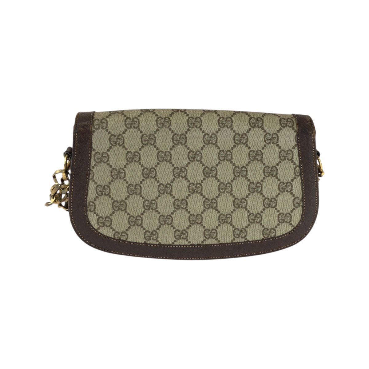 Gucci Vintage Horsebit Beige Brown GG Supreme Canvas Shoulder Bag Pochette — view 2