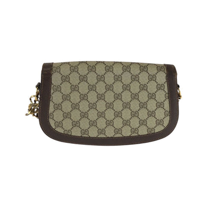 Gucci Vintage Horsebit Beige Brown GG Supreme Canvas Shoulder Bag Pochette — view 2