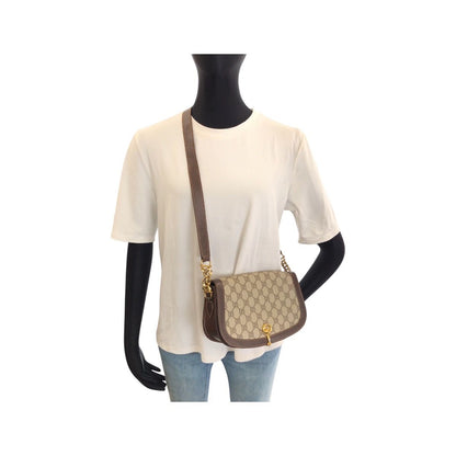 Gucci Vintage Horsebit Beige Brown GG Supreme Canvas Shoulder Bag Pochette — view 7