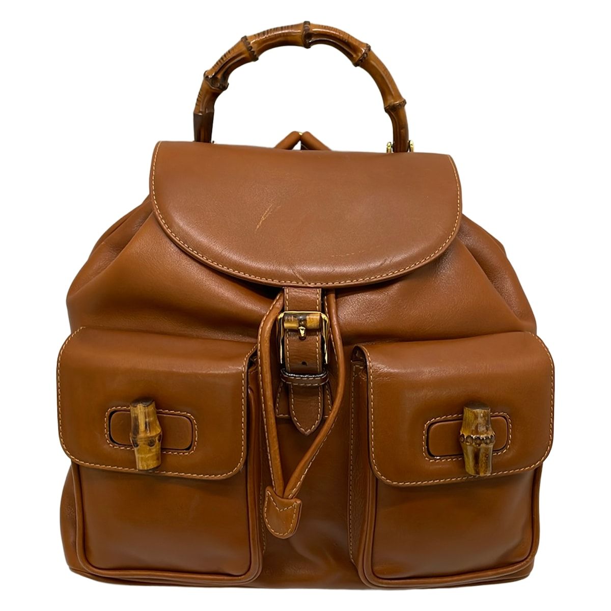 Gucci Backpack Bamboo Brown Leather