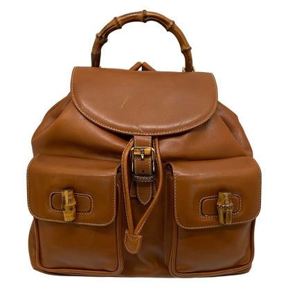 Gucci Backpack Bamboo Brown Leather